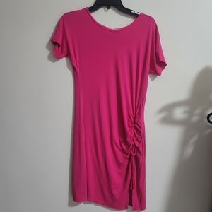 Pre-loved, pink ruched dress petite Medium